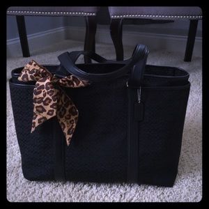 Authentic Coach Black Signature Diaper Handbag